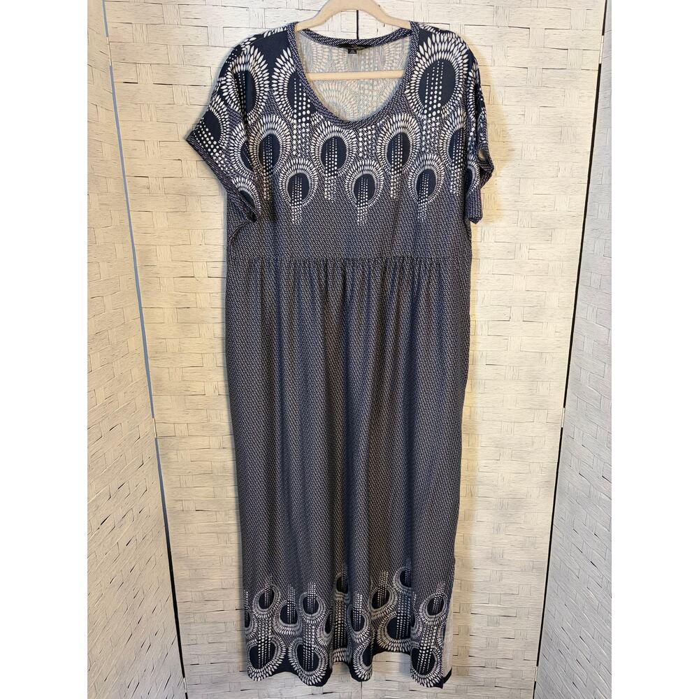 Suzanna Betro women’s Dress knit T-shirt navy blue white polkadot plus size